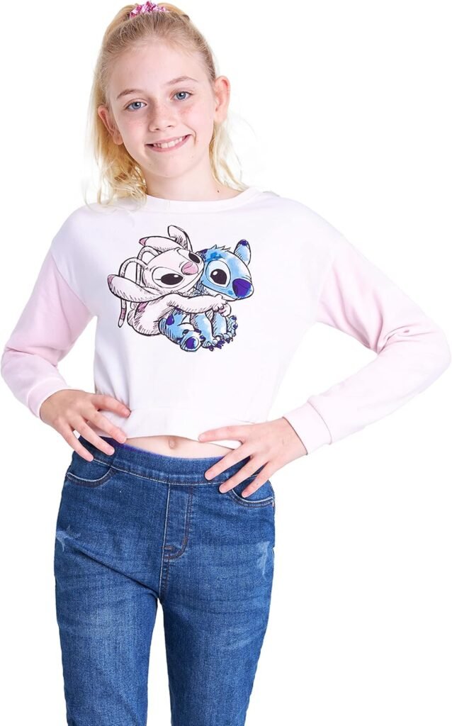 Disney Stitch Hoodie for Girls – Cropped Sweatshirt Fashion Top for Girls and Teenagers 7-14 Years – Stitch Gifts