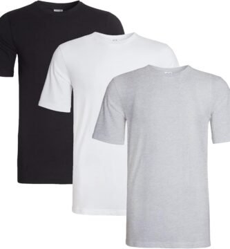 Sock Stack Pack of 3 Mens Plain Crew Neck T Shirts Multipack Work Summer Short Sleeve Slim Fit Breathable T-Shirt for Men