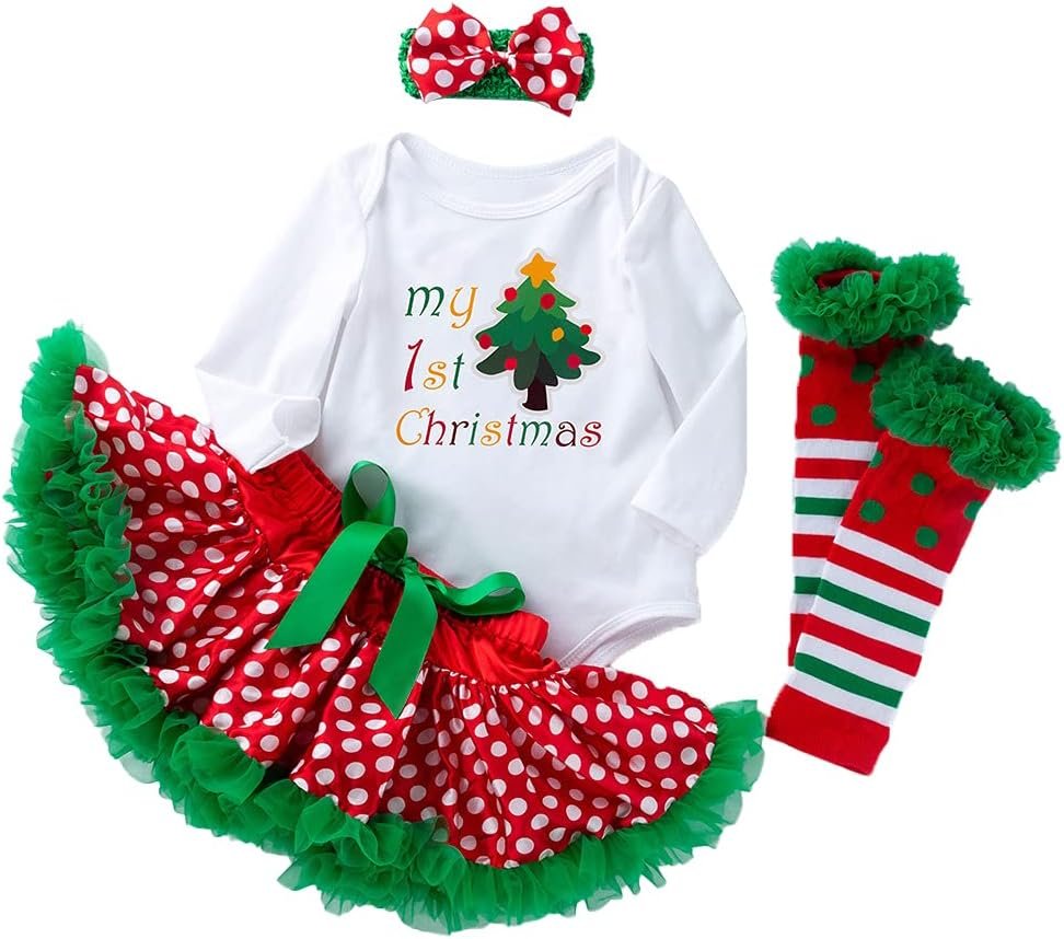 Winmany 4Pcs Newborn Baby Girls Christmas Outfit Headband Tutu Dress Leg Warmer Shoes Set for Baby Girl 0~24 Months Winmany 4Pcs Newborn Baby Girls Christmas Outfit Headband Tutu Dress Leg Warmer Shoes Set for Baby Girl 0~24 Months