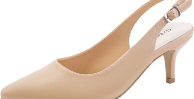 Greatonu Pointed Toe Sandals Slingback Kitten Heel Pointed Toe Pumps