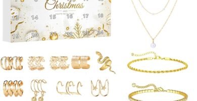 2024 Advent Calendar Jewellery Christmas Countdown, Gold Jewelry Set for Adults Women Ladies Teen Girls – 24 Days Xmas Surprise Gifts with Necklace Earring Ring