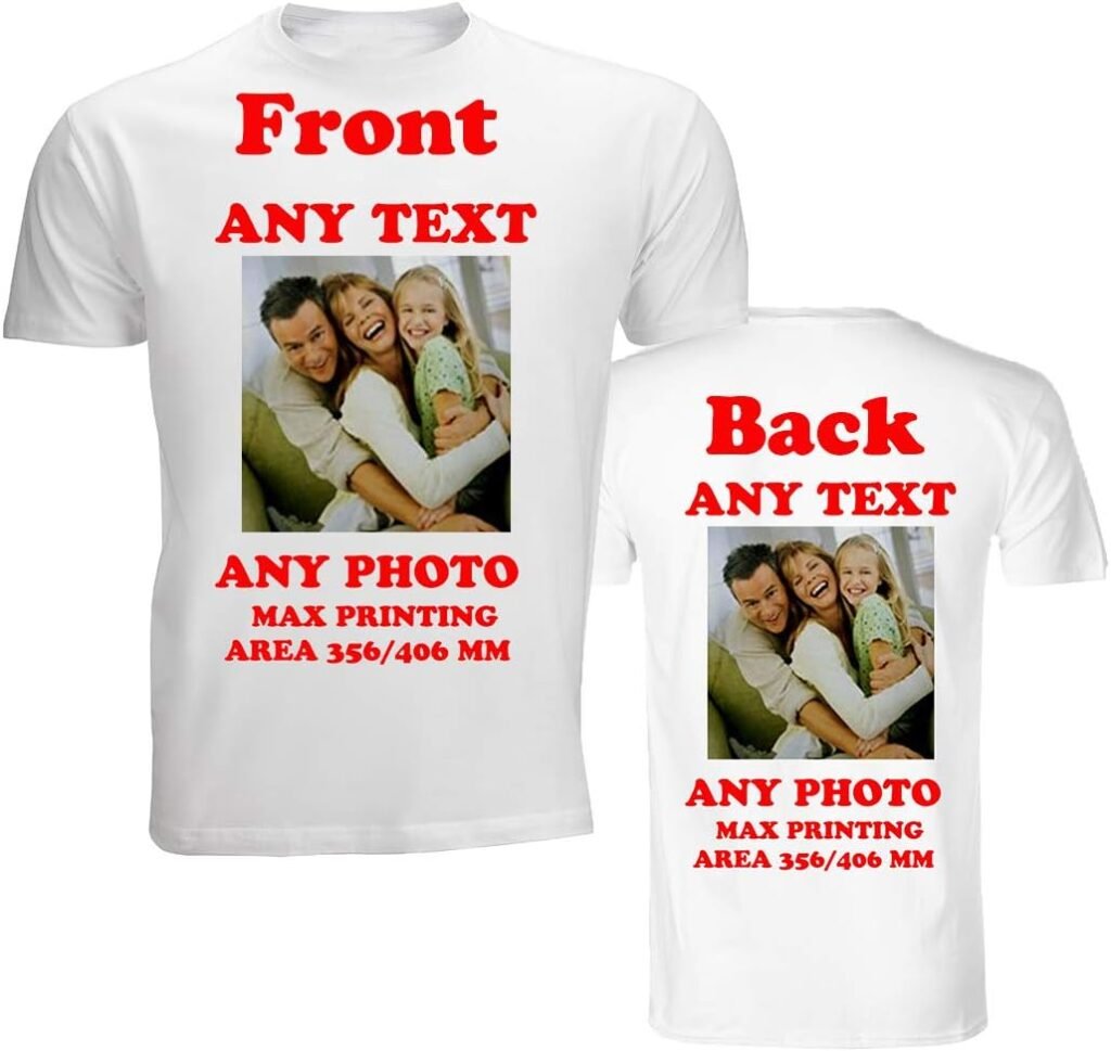 4sold White T Shirts Create Your Own Custom Personalised Mens Kids T Shirt Any Photo Any Text Approx Up to 14″ x 16″ Print Size