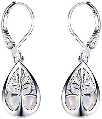 925 Sterling Silver Jewelry Exquisite Water Drop Blue White Fire Opal Life Tree Dangle Earrings For Women 925 Sterling Silver Jewelry Exquisite Water Drop Blue White Fire Opal Life Tree Dangle Earrings For Women