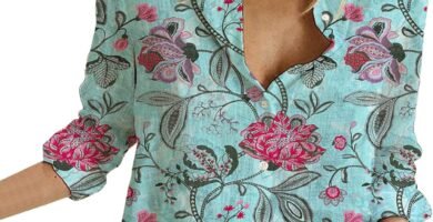 AMDOLE Going Out Tops for Women UK Sleeve Shirt for Women Casual Floral V Neck Graphic Blouses Tops Womens Tops