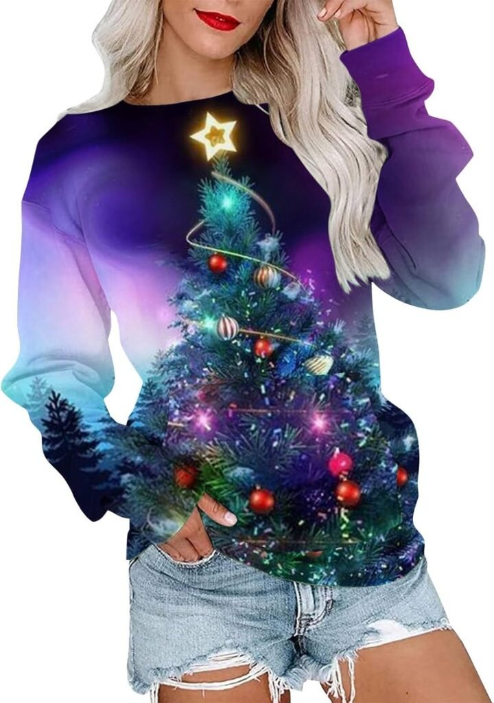 AMhomely Christmas Sweatshirts for Women – Funny Graphic Gnomes Santa Pullover Tops Vintage Long Sleeve Crewneck Letter Print Blouse Tunic Blouse to Wear with Leggings AMhomely Christmas Sweatshirts for Women – Funny Graphic Gnomes Santa Pullover Tops Vintage Long Sleeve Crewneck Letter Print Blouse Tunic Blouse to Wear with Leggings