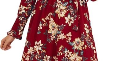 AMhomely Evening Dresses for Women UK Sale Clearance Autumn Warm Long Dress Long Sleeve Crewneck Floral Dress Pleated Ruffle Midi Dress Loose Fit High Waist Work Office Dress Christmas AMhomely Evening Dresses for Women UK Sale Clearance Autumn Warm Long Dress Long Sleeve Crewneck Floral Dress Pleated Ruffle Midi Dress Loose Fit High Waist Work Office Dress Christmas