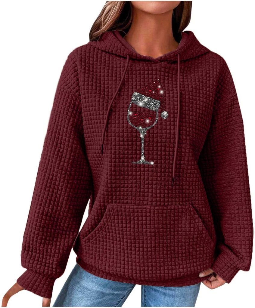 AMhomely Merry Christmas Sweatshirt for Women Vintage Crewneck Long Sleeve Graphic Hoodies Funny Cute Elk Print Snowflake Pullover Tops Winter Warm Undershirts UK Size