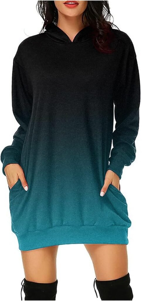AMhomely Women Dresses Clearance Hoodies for Women UK Oversized Long Sleeve Sweatshirt Dress Solid/Gradient Printing Hooded Dresses Fall Long Sleeve Pullover Tops Loose Jumpers Mini Dress AMhomely Women Dresses Clearance Hoodies for Women UK Oversized Long Sleeve Sweatshirt Dress Solid/Gradient Printing Hooded Dresses Fall Long Sleeve Pullover Tops Loose Jumpers Mini Dress