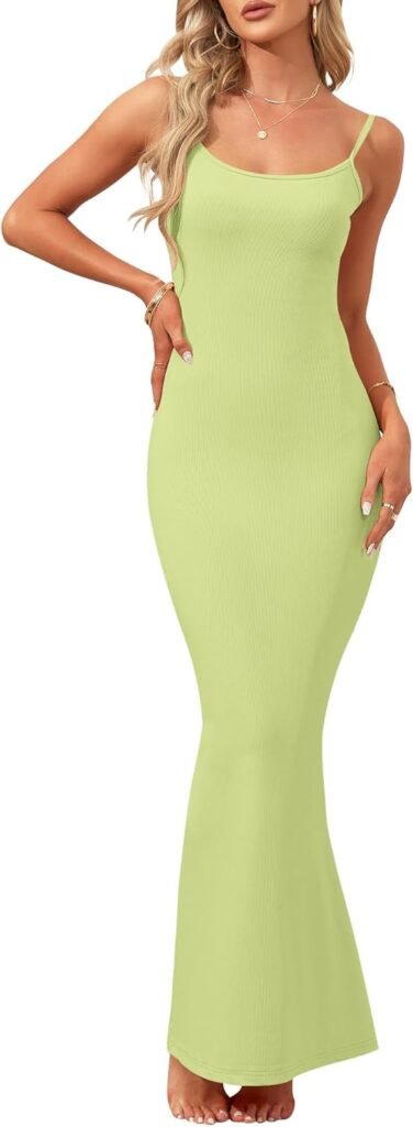 AUSELILY Sexy Long Slip Maxi Dresses for Women Summer Sleeveless Spaghetti Strap Backless Ribbed Bodycon Cocktail Dress AUSELILY Sexy Long Slip Maxi Dresses for Women Summer Sleeveless Spaghetti Strap Backless Ribbed Bodycon Cocktail Dress
