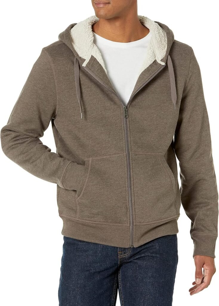 Amazon Essentials Men’s Sherpa-Lined Full-Zip Fleece Hoodie