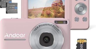 Andoer Digital Camera Pink Digital Camera With 2Pcs Rechargeable Batterie 32Gb Memory Card 1080P 44M Hd 16X Digital Zoom Anti-Shake Auto Focus 2.5 Ips Screen Smile Lcd Screen For Kids Children Holiday