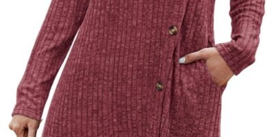 Aokosor Jumper Dress for Women Elegant Long Sleeve Dress Ladies Button Front Slit Tunic Dresses with Pockets Aokosor Jumper Dress for Women Elegant Long Sleeve Dress Ladies Button Front Slit Tunic Dresses with Pockets