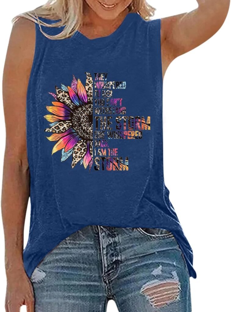 Athletic Tops Girls Women Activewear Tank Tops Sleeveless Yoga Workout Tank Tops Loose Fit Running Exercise Graphic T Shirt Blank Tops Women Plus Size