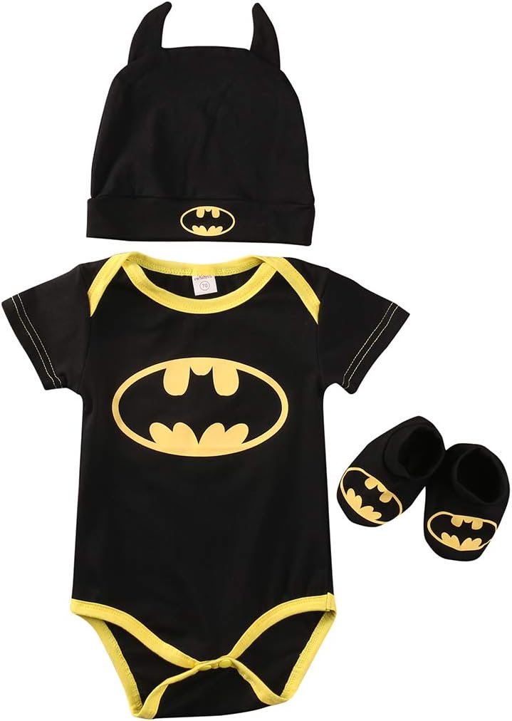 Aunaeyw Newborn Infant Baby Boy Girl Rompers+Shoes+Hat Outfits 3Pcs Set Clothes Gift Halloween Cloth Suit Babysuit