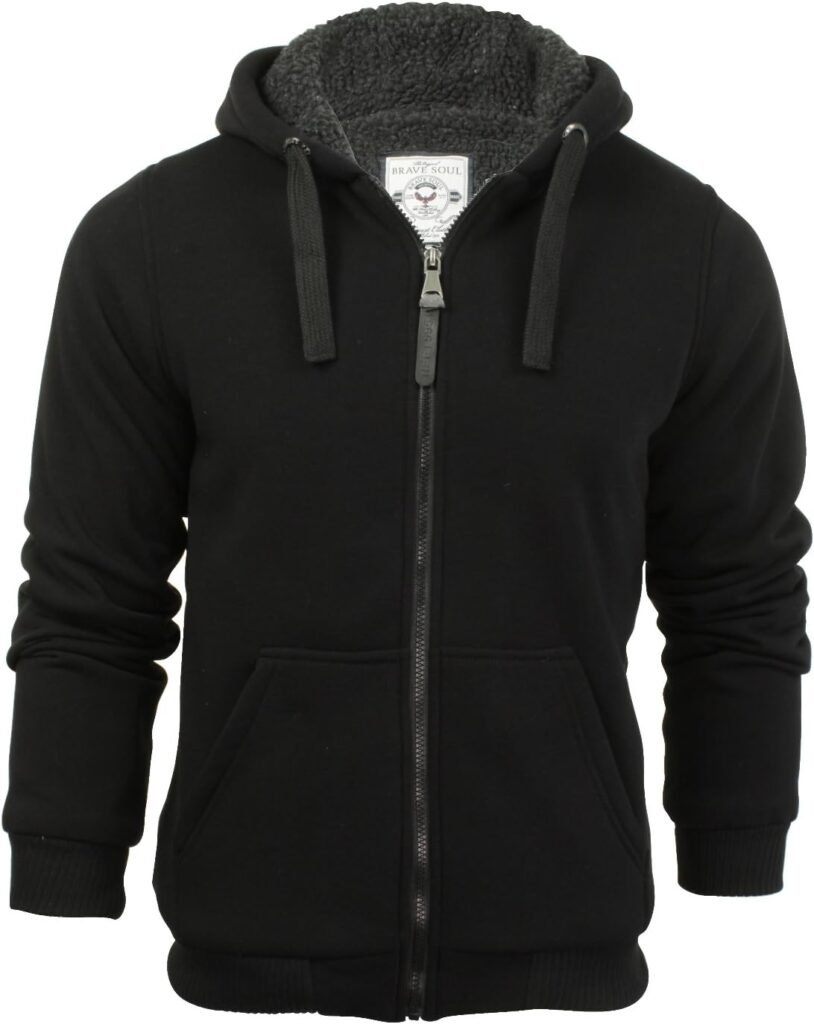 BRAVE SOUL Mens Hooded Sweatshirt Jumper ‘Zone’ Hoodie Sherpa Lined BRAVE SOUL Mens Hooded Sweatshirt Jumper ‘Zone’ Hoodie Sherpa Lined