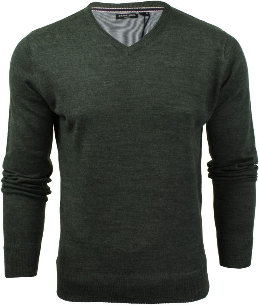 BRAVE SOUL Mens V-Neck Jumper Long Sleeved BRAVE SOUL Mens V-Neck Jumper Long Sleeved