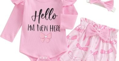 Baby Clothes Girl Newborn ClothingFall Letter Long Sleeve Romper With Bow Pattern Pants And Headband Hat Set 4 Pcs Outfit