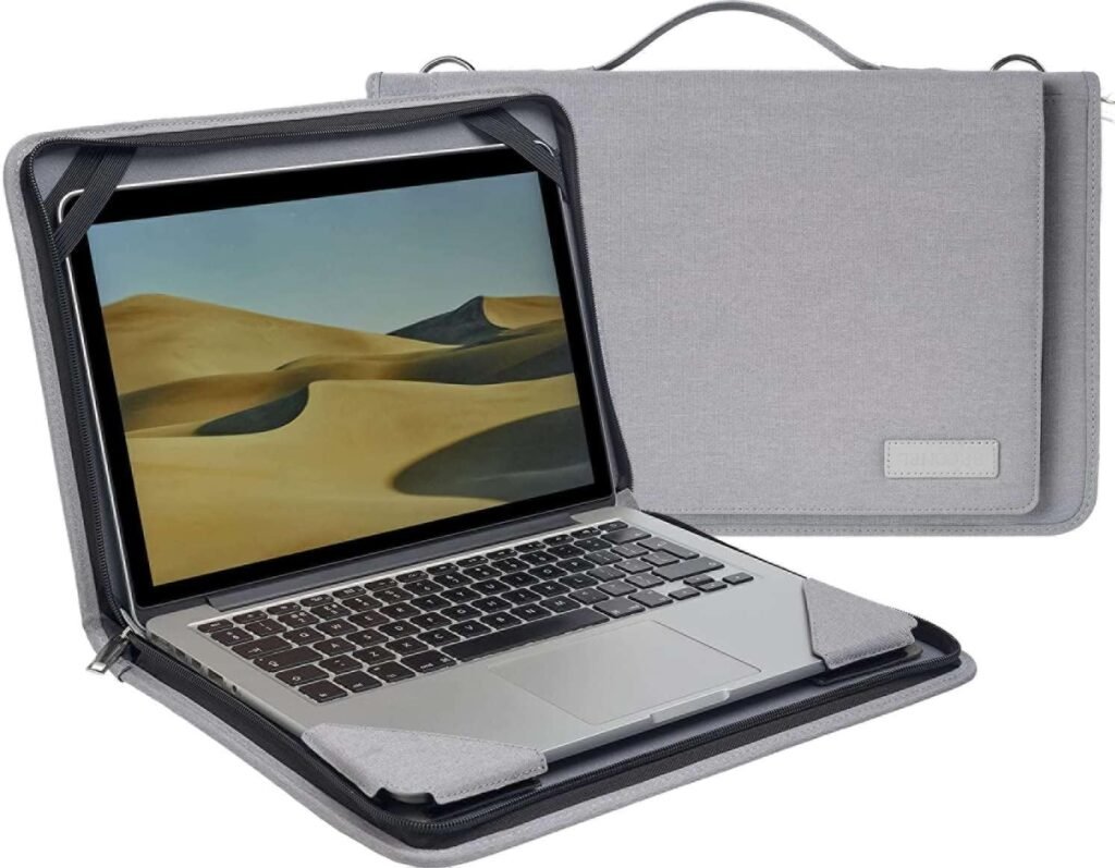 Broonel Grey Leather Laptop Messenger Case – Compatible with HP Pavilion 16-ag0508sa 16″ Laptop