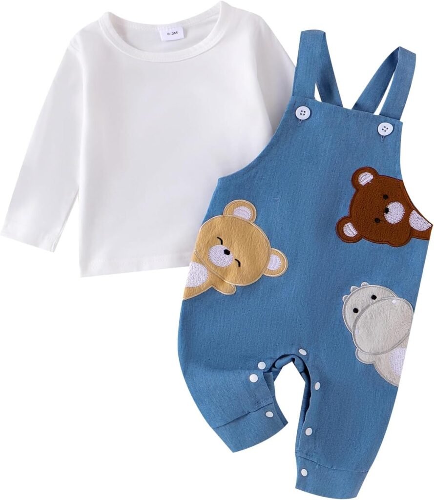 Bufarromio Infant Baby Boys Fall Clothes Set Round Neck t-Shirt Animal Print Romper Clothes Set Autumn Clothes Newborn Boys 2 Pcs Outfits Bufarromio Infant Baby Boys Fall Clothes Set Round Neck t-Shirt Animal Print Romper Clothes Set Autumn Clothes Newborn Boys 2 Pcs Outfits