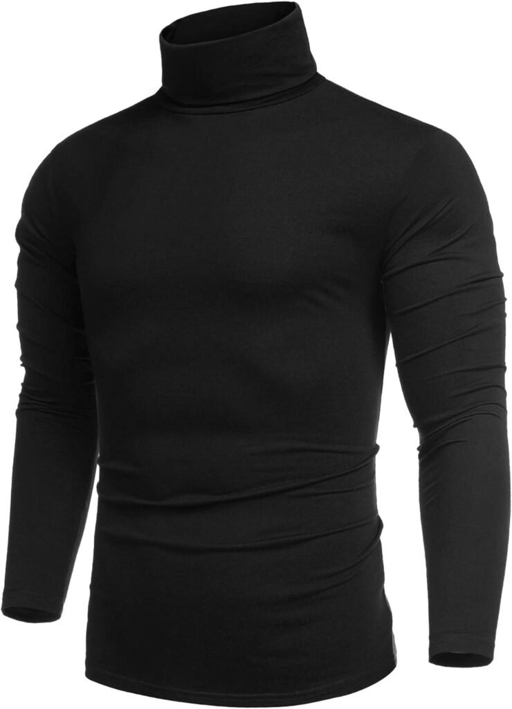 COOFANDY Men’s Turtleneck Jumpers Long Sleeve Roll Neck Tops for Men Basic High Neck T Shirts Lightweight Turtle Neck Sweater Pullover
