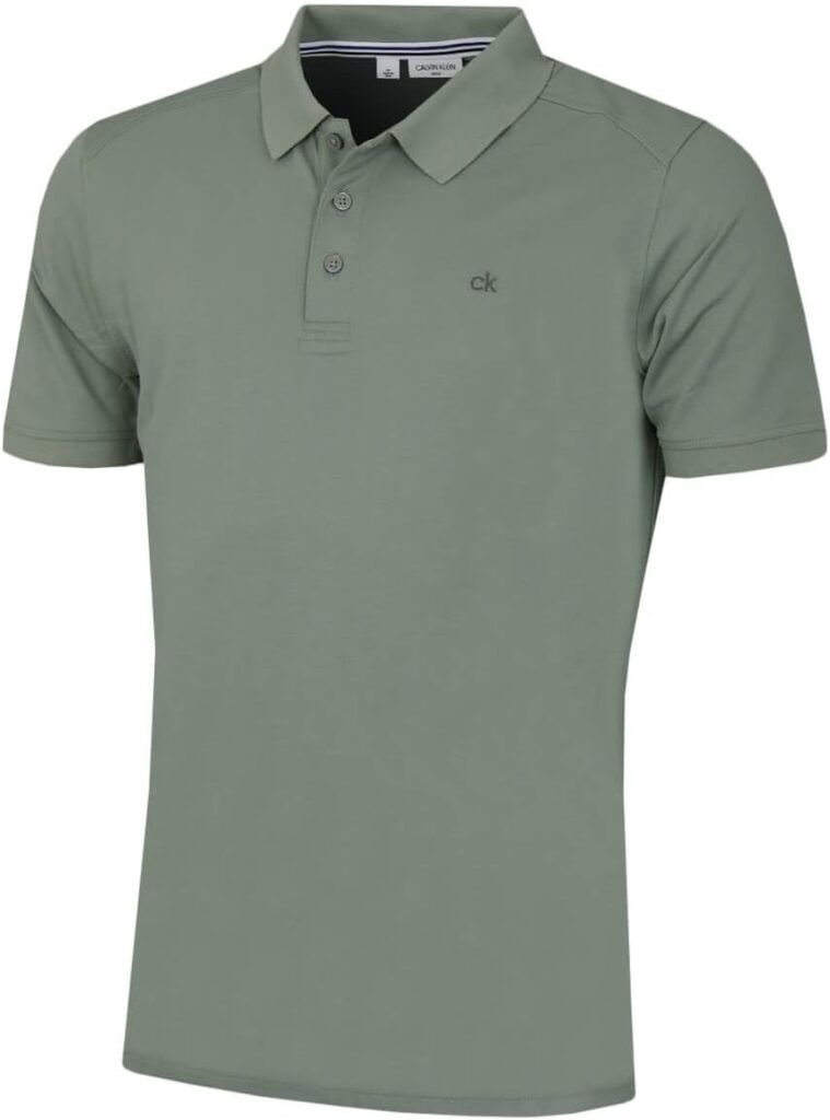 Calvin Klein Mens 2024 Campus 3 Button Ribbed Collar Golf Polo Shirt Calvin Klein Mens 2024 Campus 3 Button Ribbed Collar Golf Polo Shirt