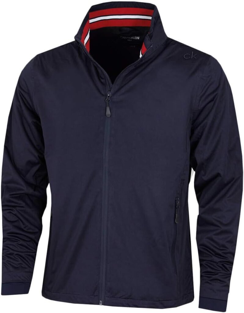 Calvin Klein Mens 2024 Collar Detail Waterproof Stretch Golf Jacket Calvin Klein Mens 2024 Collar Detail Waterproof Stretch Golf Jacket