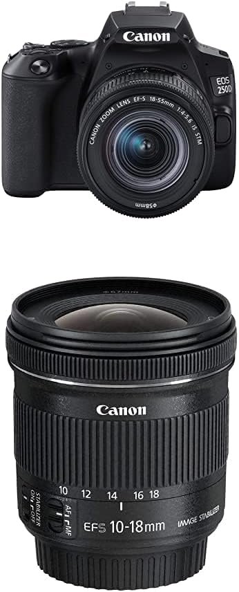 Canon EOS 250D + Canon EF-s 18-55mm f/4-5.6 IS STM Lens – Black With Canon EF-S10-18 mm f/4.5-5.6 IS STM Lens – Black