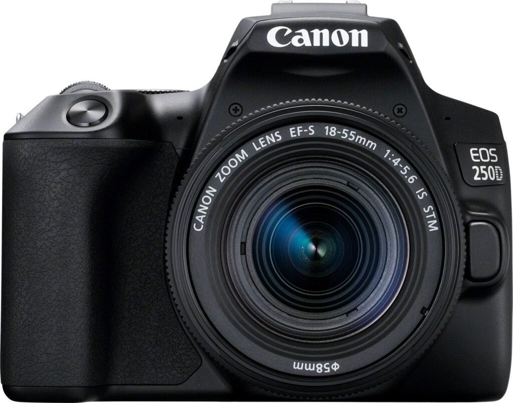 Canon EOS 250D Digital Camera – Black +Lens(EF-S 18-55 mm f/4-5.6 IS STM)