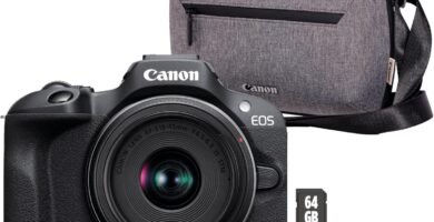 Canon EOS R100 + RF-S 18-45mm F4.5-6.3 IS STM Lens – Compact Mirrorless Digital Camera – 24.1 MP, 4K Video – 6.5fps Continuous Shooting – Face & Eye Detection, Bluetooth, Wi-Fi – Camera Bag+64GB Card