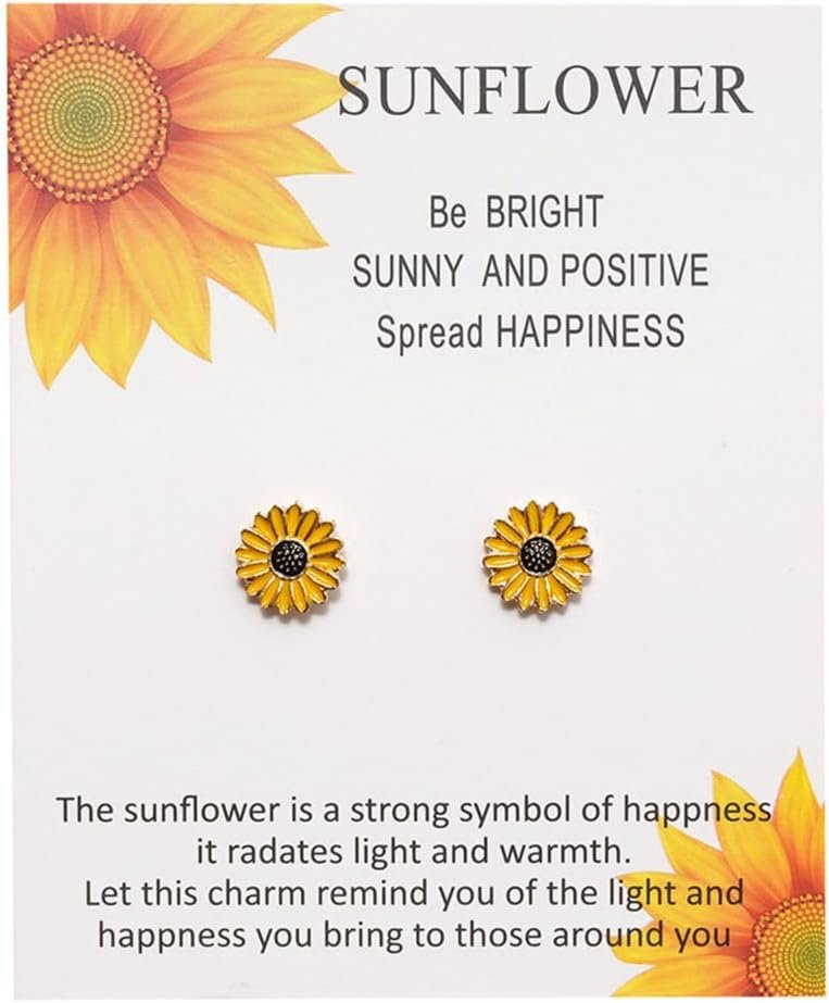 Carufin Sunflower Necklace Sunflower Earrings Sun Flower Pendant Clavicle Chain Necklaces Accessories Jewelry for Women and Girls (Sunflower Earrings)