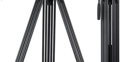 Cayer BV30 Heavy Duty Video Tripod, 64 inches Professional Aluminum Tripod Leg with K3 Fluid Head, Mid-Level Spreader, Max Loading 13.2 LB, 360 Degree Fluid Head for DSLR Camcorder Camera Black