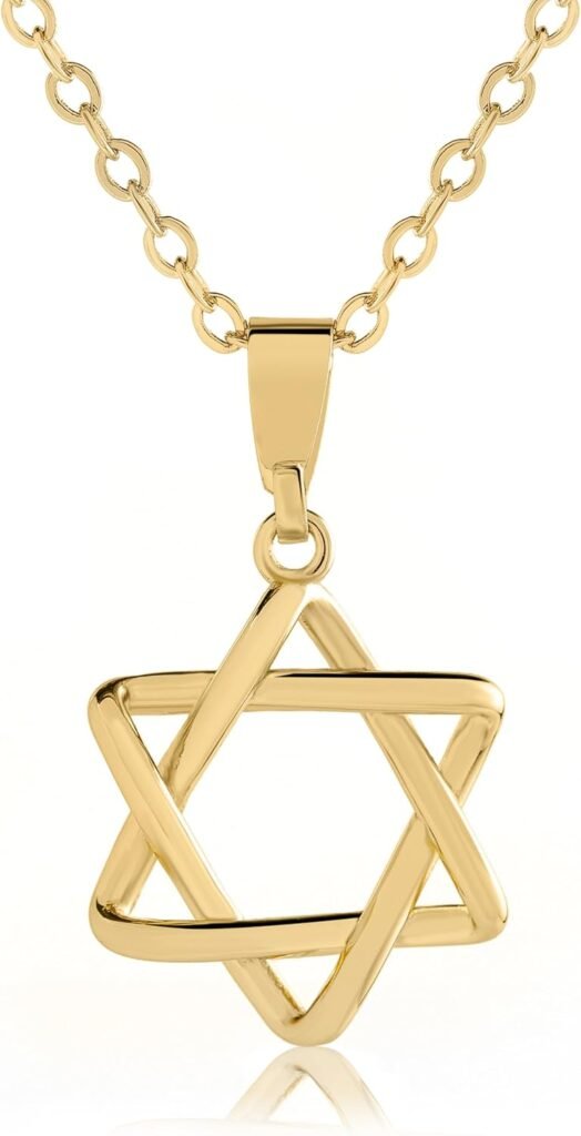 Chic Star of David Necklace for Women | Israel Necklace | Mezuzah Necklace with Magen David | Available in 14K Gold-Filled or Silver Stainless Steel | Jewish Jewelry, Includes a Gift Box, Gold-Filled,
