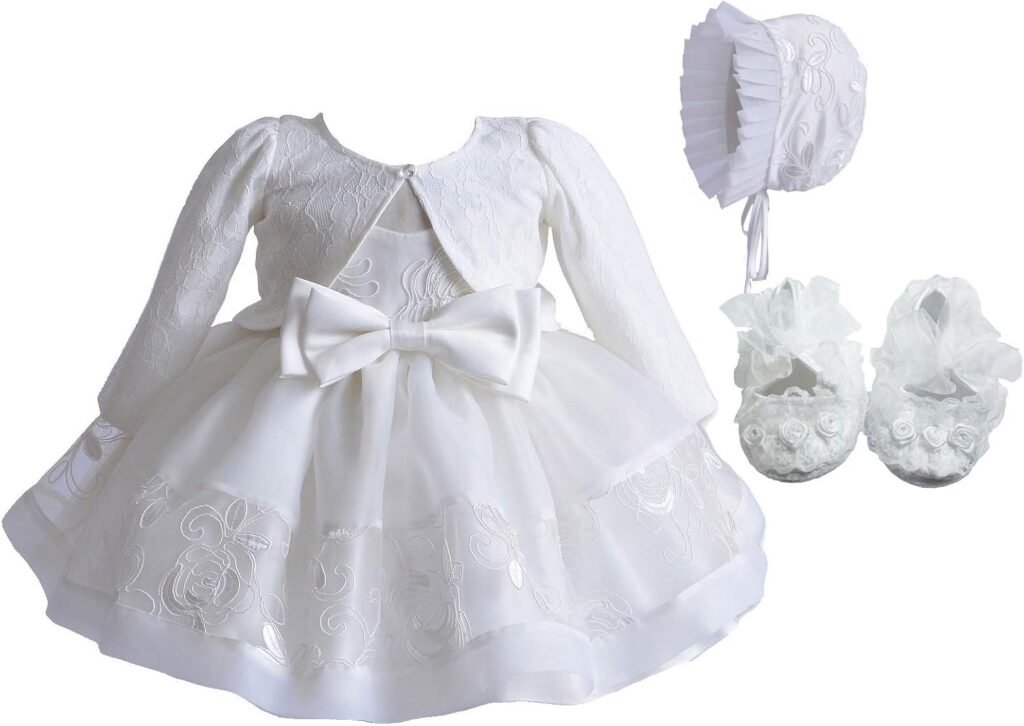 Cinda Baby Girls Ivory Lace Christening Party Dress Bonnet Cinda Baby Girls Ivory Lace Christening Party Dress Bonnet