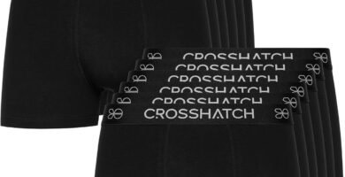 Crosshatch 12 Pack Men’s Hipster Multipack Boxer Shorts with Elastic Waistband – Cotton, Comfortable. Available in sizes: S – XXXL By Clothing247