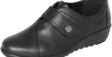 Cushion Walk Wide Fitting EEE Fit Shoes Women’s Ladies Lightweight Black Faux Leather Slip-on Flat Shoes, Flats, Casual Work Office Comfort Shoes