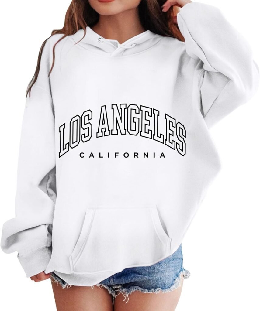 Cuwtheugwg Girls Boys Hoodie Los Angeles Hoodies Long Sleeve Soft Sweatshirt Top Clothes For Girls Girls’ Hoodies Boys’ Hoodies Los Angeles Sweatshirt For Girls Girls Hoodies 13-14