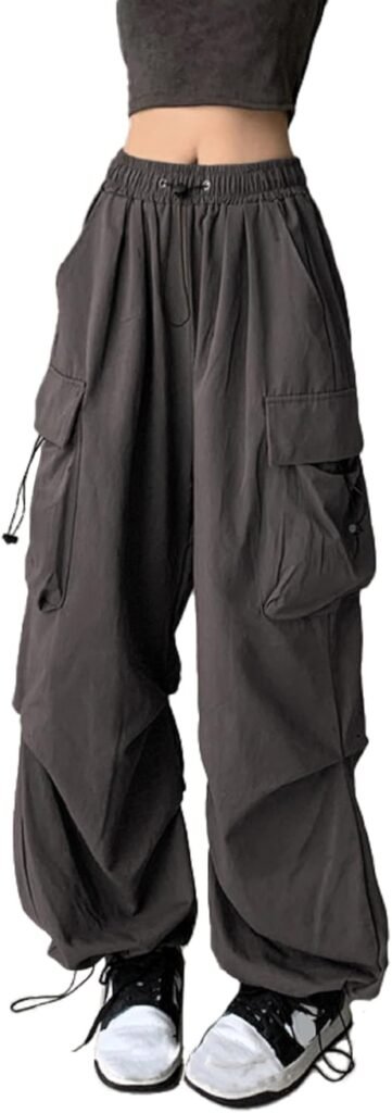 DINGJIUYAN Parachute Pants Women Gothic Y2k Cargo Harem Pants Plus Size Elastic Waist Trousers Harajuku Punk Jogger Pants