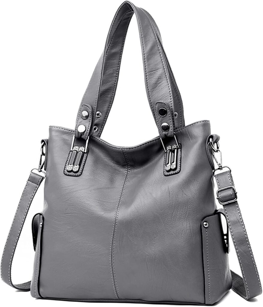 Designer Handbags for Ladies Large Leather Purses Tote Messenger Shoulder Crossbody Top Zipper Bag (Grey) Designer Handbags for Ladies Large Leather Purses Tote Messenger Shoulder Crossbody Top Zipper Bag (Grey)