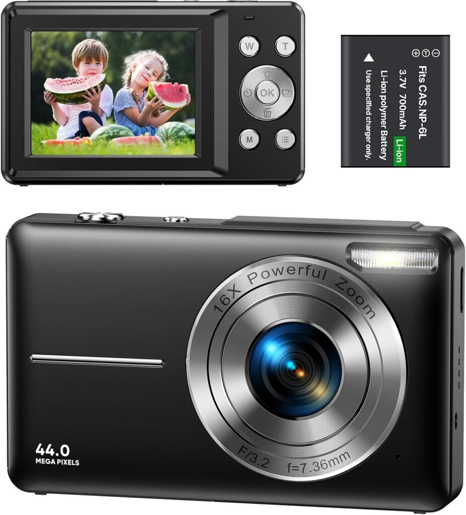 Digital Camera 1080P 44MP Compact Digital Camera 16X Digital Zoom with 2.4″ LCD Screen, Point and Shoot Digital Camera Vlogging Camera for Kids, Teenagers, Beginners, Boys, Girls(Black) Digital Camera 1080P 44MP Compact Digital Camera 16X Digital Zoom with 2.4″ LCD Screen, Point and Shoot Digital Camera Vlogging Camera for Kids, Teenagers, Beginners, Boys, Girls(Black)