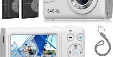 Digital Camera, Compact Digital Camera 64MP Autofocus 18x Digital Zoom with 32G SD Card & 2 Batteries – Cheap 4K Portable Vlogging Camera Gift for Photography Beginner Kids Teens Students White