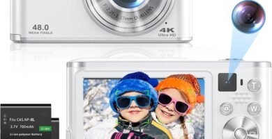 Digital Camera,4K Autofocus Compact Camera with 32G SD Card and Dual Camera,HD 48MP with 2.8″ Large Screen, 16X Digital Zoom Kids Digital Camera with 2 Batteries,Vlogging Camera for Beginners (White)