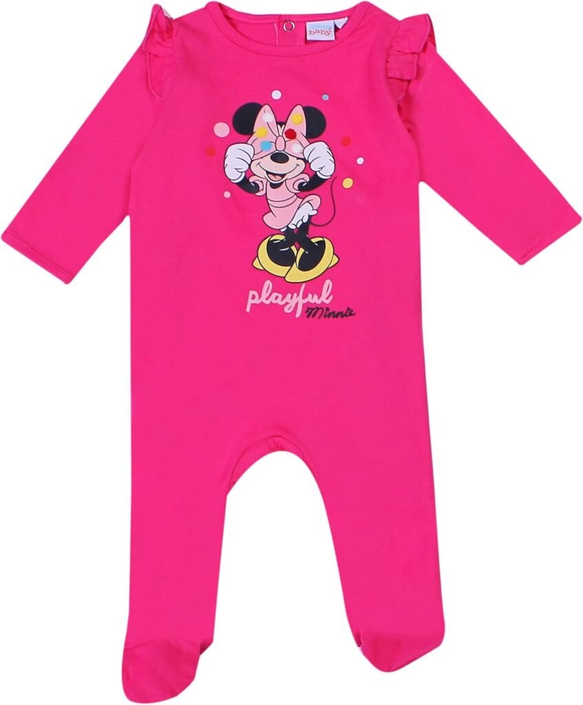 Disney Minnie Mouse Baby Girl Clothes – Toddler Baby Grow Sleepsuits From Ages 6 Months to 24 Months.