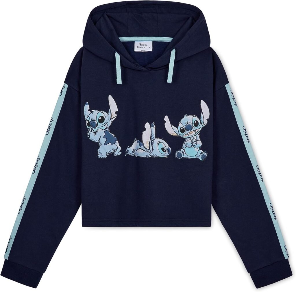 Disney Stitch Hoodie for Girls – Cropped Sweatshirt Fashion Top for Girls and Teenagers 7-14 Years – Stitch Gifts