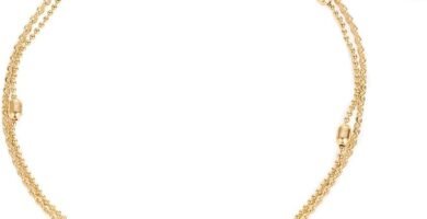 Double Anklet, 2 Pieces Gold Heart Ankle Bracelets, Layered Love Beads Foot Chain, Beach Anklets for Women, Jewelry for Women and Girls, Double-Layer, with Claw Clasp, Gold