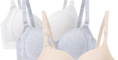 EDS Service Girls First Bra, Soft Cotton Teen Girls Bras, 3 Pack Wire Free Padded Crop Top, Young Girls Underwear with Adjustable Strap for Women Girl 12-18Years EDS Service Girls First Bra, Soft Cotton Teen Girls Bras, 3 Pack Wire Free Padded Crop Top, Young Girls Underwear with Adjustable Strap for Women Girl 12-18Years