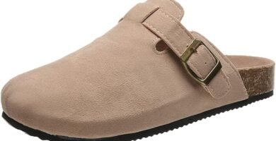 ERLINGO Women’s Leather Clogs, Ladies Slip On Garden Clogs Summer Beach Mule Clogs Backless Kitchen Garden Slippers Soft Wide Fit Sandals for Casual Backyard Outdoor