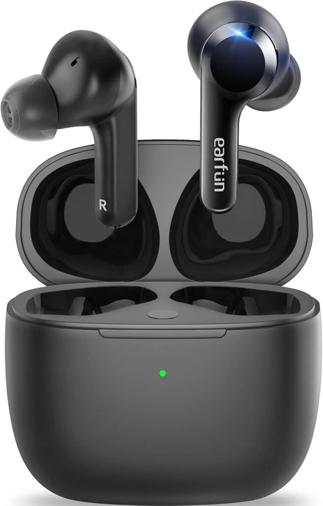 EarFun Wireless Earbuds, [What Hi-Fi Awards] Air Bluetooth In-Ear Headphones with 4 Mics ENC, Sweatshield™ IPX7 Waterproof, Clear Sound, Deep Bass, Wireless Charge, Game Mode, App Customize EQ, 35H