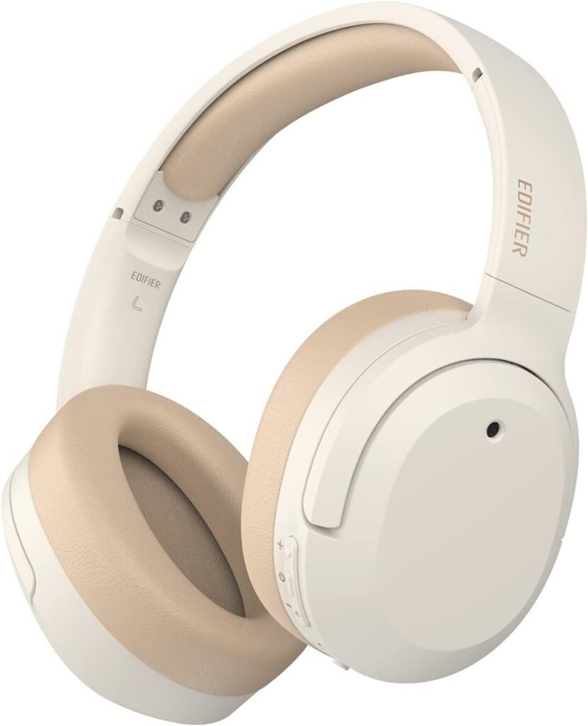 Edifier W820NB Plus Hybrid Active Noise Cancelling Headphones – LDAC Codec – Hi-Res Audio Wireless & Wired – Fast Charge – 49H Playtime – Over Ear Bluetooth V5.2 Headphones- Ivory