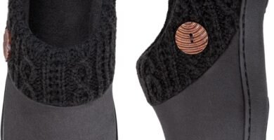 EverFoams Women’s Microsuede Slippers Warm Comfy Memory Foam Indoor House Shoes with Knit Collar