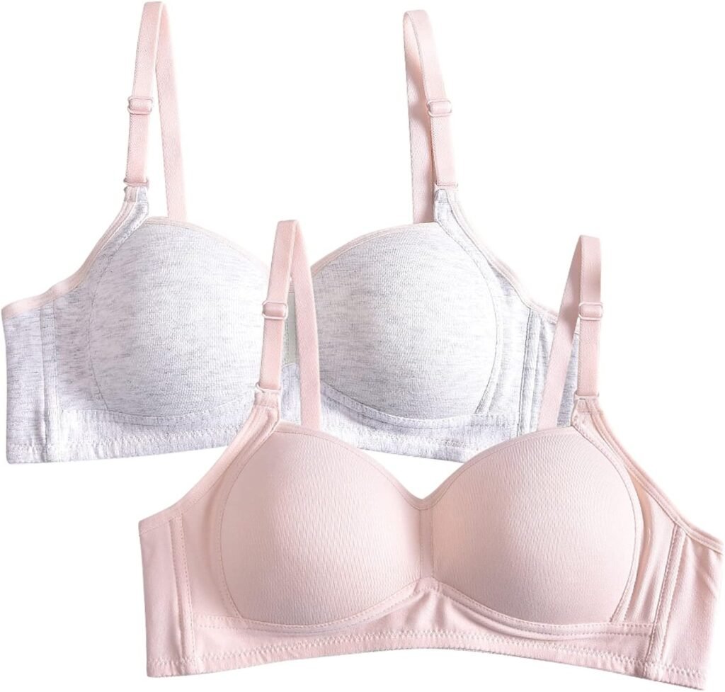 FEOYA Girls’ Underwear Girls Clothes Teen Bra Girls’ Sports Bras Thin Cotton Breathable Sports Bra Adjustable shoulder strap Crop Bra Wire Free Tops extender 3 hook